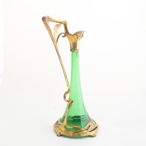 Jarra Art Nouveau Cristal Verde y Bronce - 38cm - imagen 2
