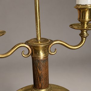 Lámpara de Mesa Clásica Madera y Bronce Dorado con Pantalla Blanca - imagen 5