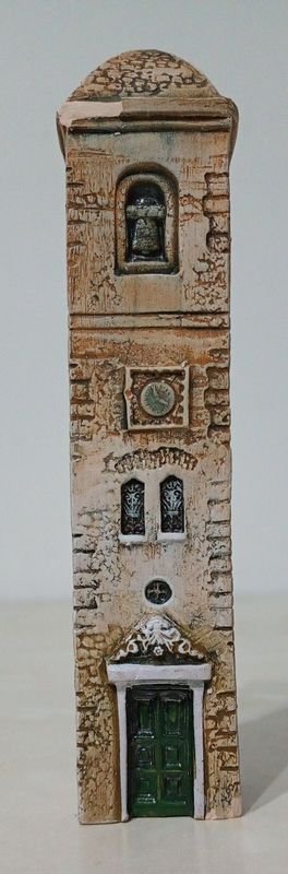 Miniatura Escultura Campanario Iglesia Provenzal Cerámica Artesanal - imagen 1