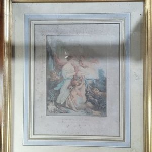 Lote siguiente: grabado o estampa de estilo clásico rococó, que parece titularse "Offrande à l'Hymen" (Ofrenda a Himeneo) -40x48