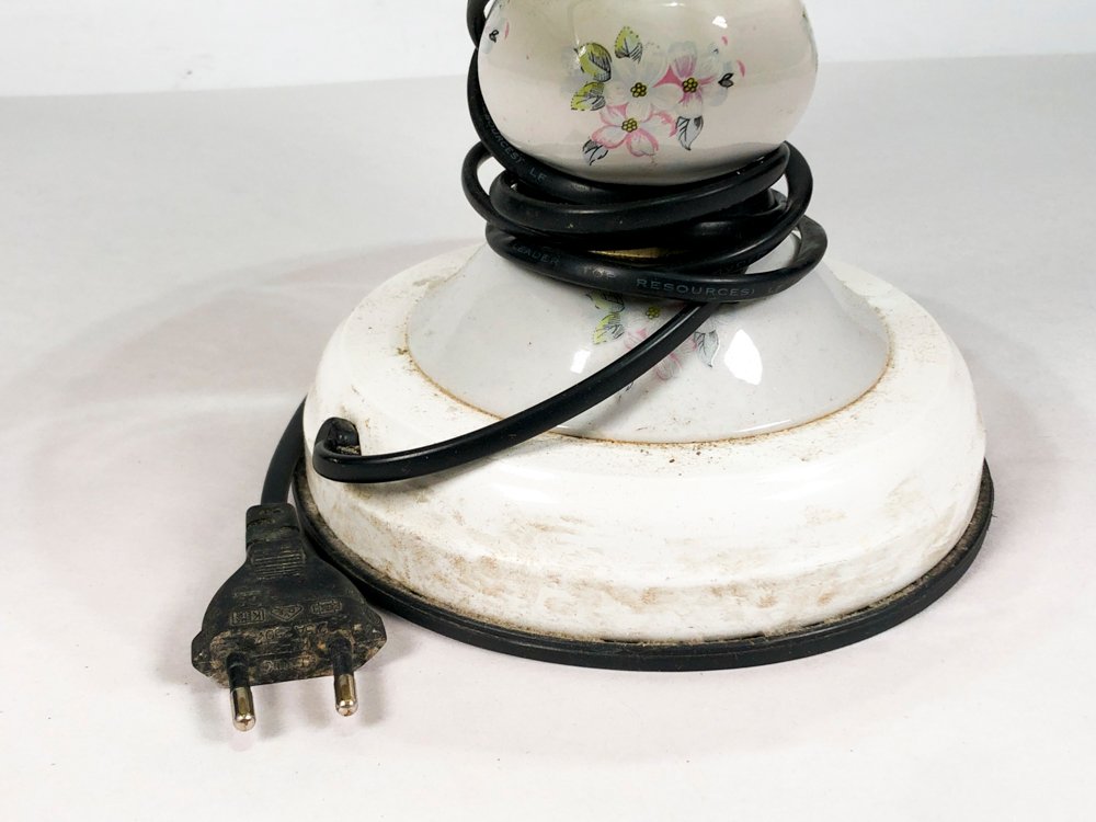 Lámparas de sobremesa en vidrio y metal blanco floral - imagen 2