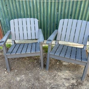 Juego de 2 sillones de exterior de plástico gris - imagen 2