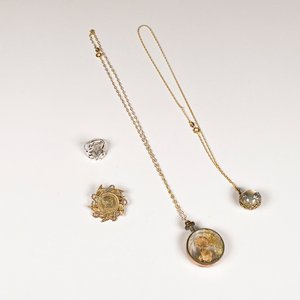 Lote de 6 Piezas de Bisutería: Cadenas Enchapadas, Colgantes, Anillo y Prendedor - imagen 2