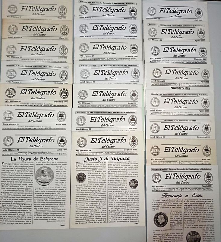 22 Publicaciones El Telégrafo del Centro (1996-2004) - Gaceta Numismática Buenos Aires