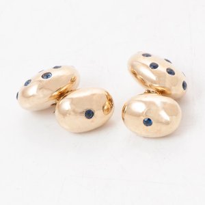 Par de Gemelos Trianon en Oro 18k con Zafiros Azules - imagen 2