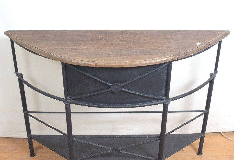 Consola rustica medio punto en hierro con tapa en madera maciza - imagen 5