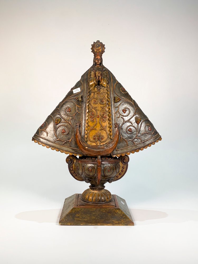 Escultura Virgen de Luján en Cerámica con Base