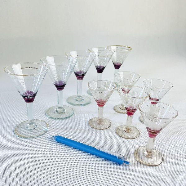 Piezas antiguas para licor y jerez - Colección de 10 vasos - imagen 2