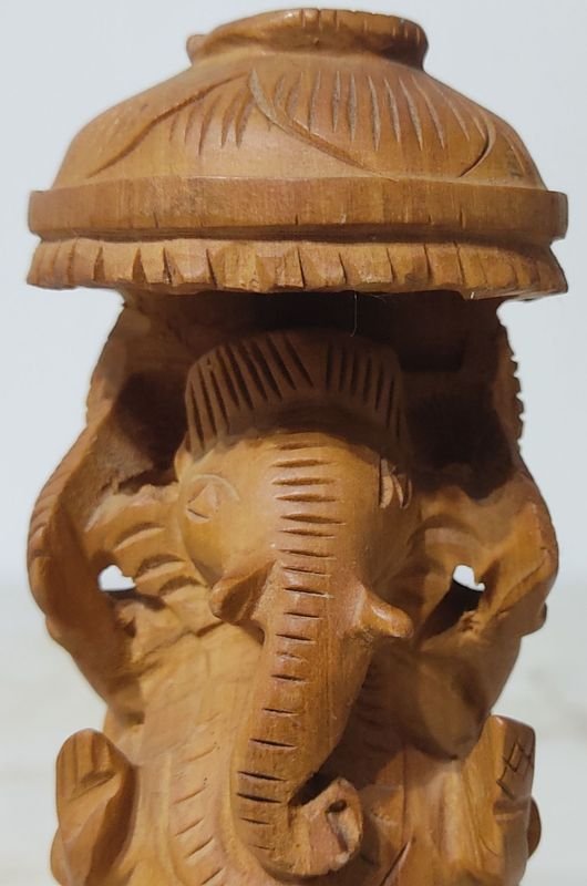 Talla en madera de Ganesha Ganpati, dios elefante hindú - imagen 6