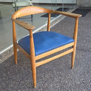 Butaca Danesa Vintage de los 60's con Tapizado Azul - imagen 4