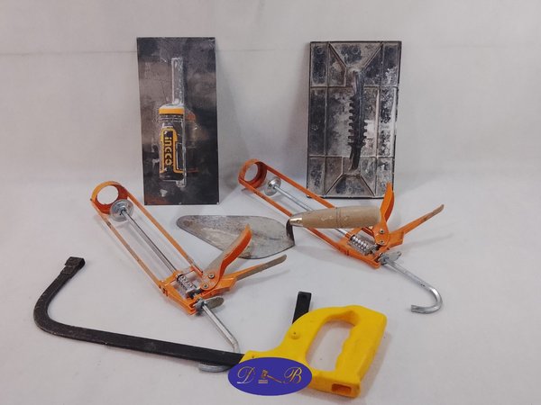 Set de 2 Pistolas para Silicona y Herramientas de Albañilería