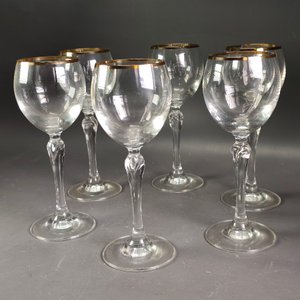 Seis Copas de Cristal con Borde Dorado - 18cm de Altura - imagen 3