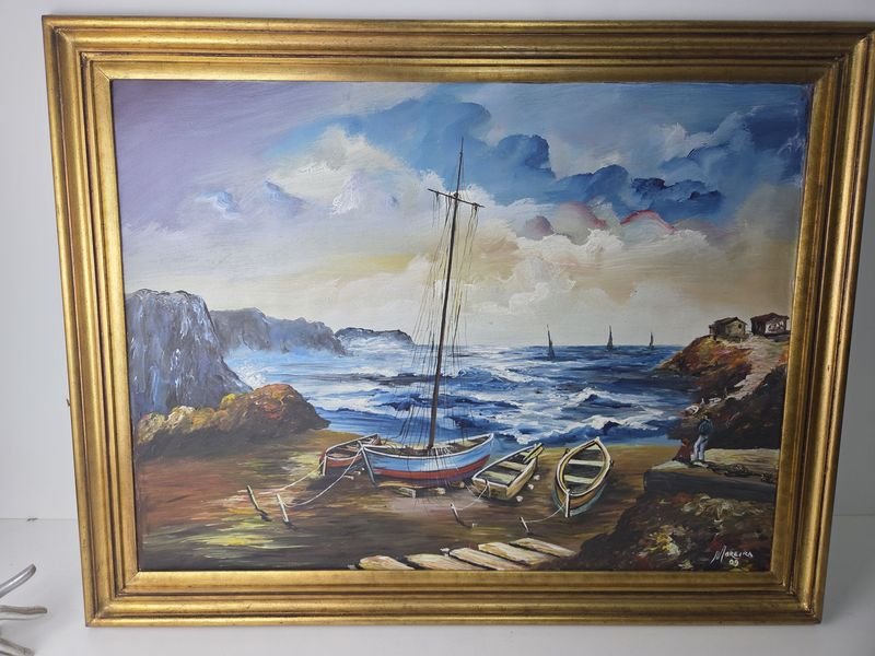 Lote anterior: Pintura al óleo firmada de Moreira enmarcada