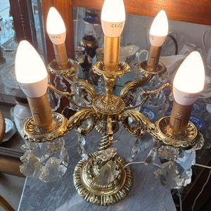 Candelabro de Mesa Dorado con 5 Luces y Caireles de Cristal - imagen 8