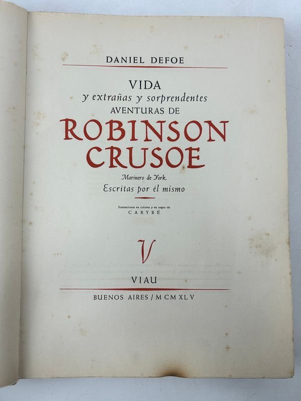 Libro de Robinson Crusoe de Daniel Defoe, edición española de 1945 - imagen 2