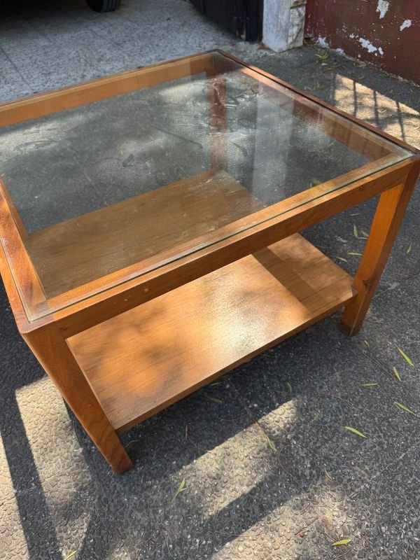 Mesa ratona en madera con vidrio 60x60x45 - imagen 4