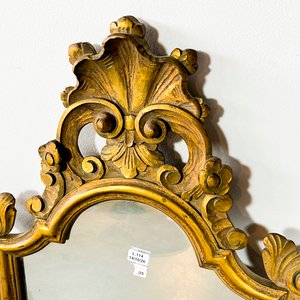 Espejo Italiano Antiguo con Marco Esculturado Dorado - imagen 2