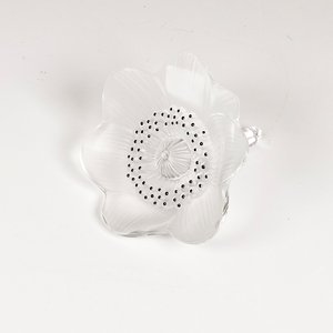 Flor de Cristal Lalique Transparente con Detalles Negros - imagen 2