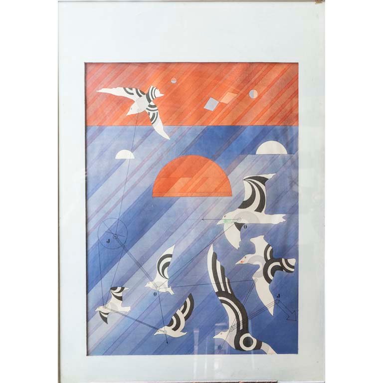Obra "Aves" de Juan Falkenstein, Técnica Mixta, 90 x 68 cm