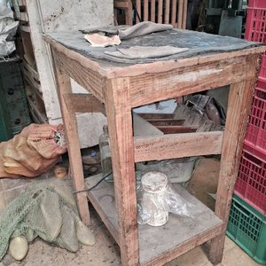 Lote de 2 Mesas de Trabajo de Madera Rústicas - imagen 3