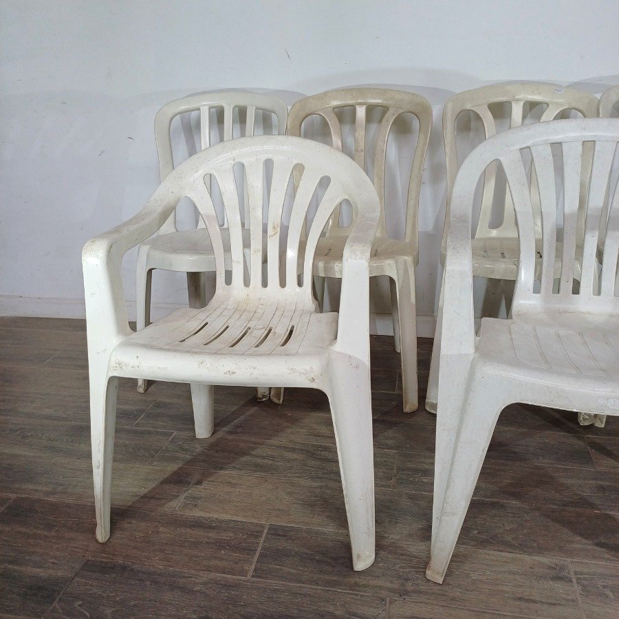 Sillas de plástico blancas y grises para hogar - imagen 3