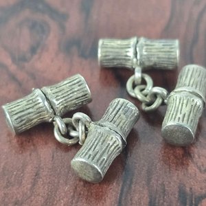 Par de Gemelos de Plata con Diseño de Bambú - imagen 2