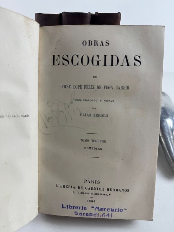 4 TOMOS DE OBRAS ESCOGIDAS DE FREY LOPE FELIX DE VEGA CAPRIO - PARIS 1886 - imagen 3
