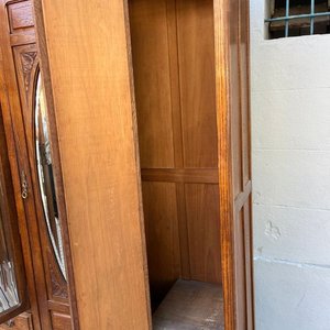 Ropero Antiguo de Roble con 3 Puertas, Espejo Biselado y 4 Cajones - imagen 17