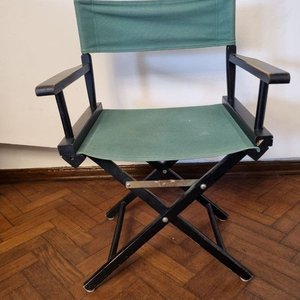 Silla de Director Plegable Clásica - Madera Negra y Lona Verde - imagen 2