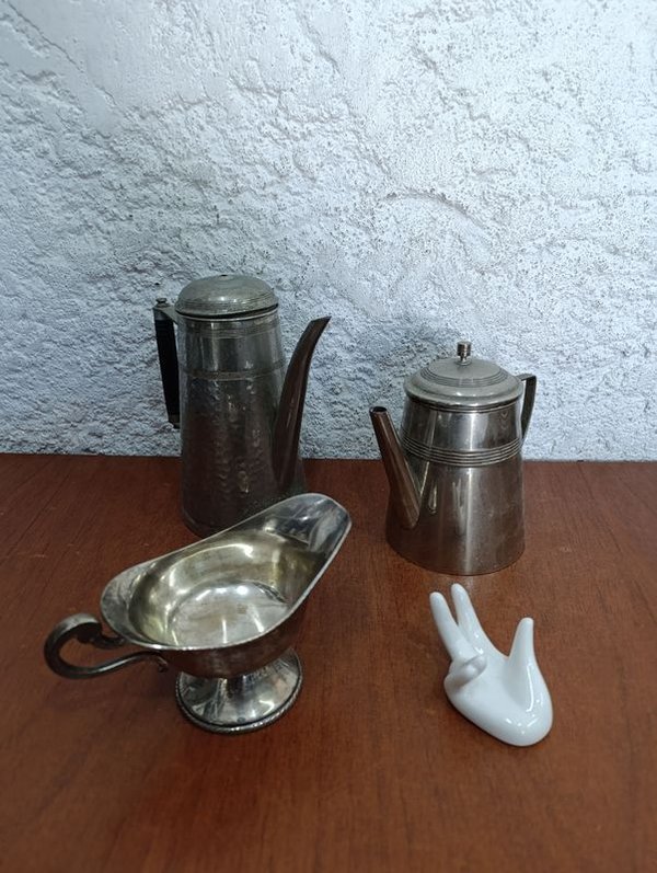 Cafetera y Salsera de Platina en Excelente Estado - imagen 1