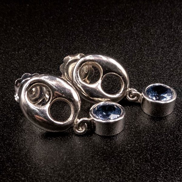Aros de Plata 950 con Topacios y Diseño Eslabón Gucci - imagen 1