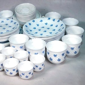Set Vajilla Arcoroc Vidrio Blanco con Diseño Floral Azul - 64 Piezas - imagen 3