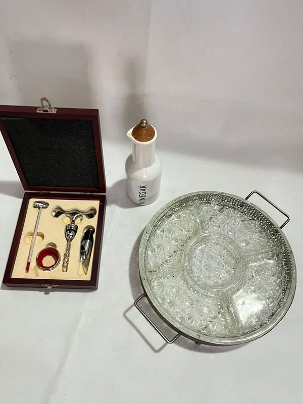 Copetinero de vidrio y Set Vino Sommelier y vinagrera - imagen 3