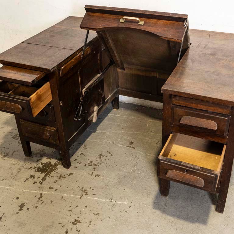 Escritorio de roble con siete cajones y dos tablas - imagen 2