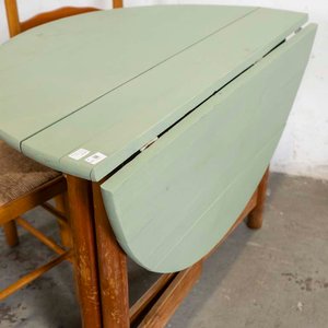 Mesa Plegable con Alas y Cuatro Sillas de Madera y Fibras Naturales - imagen 3