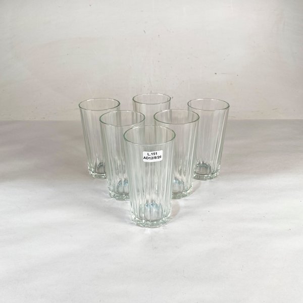 Seis Vasos de Vidrio Hialino Facetado