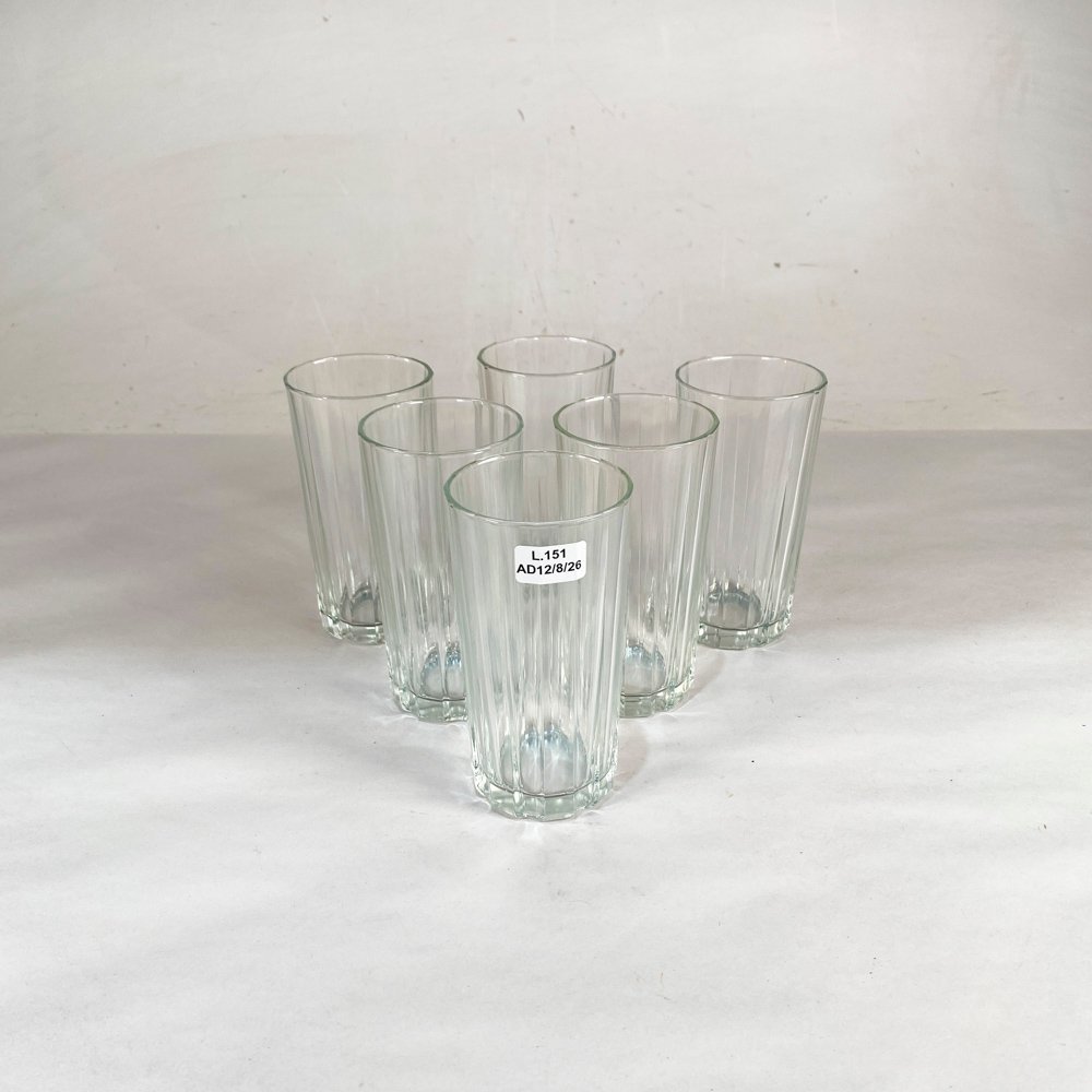 Seis Vasos de Vidrio Hialino Facetado