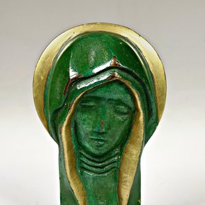Figura Virgen en Bronce con Aureola Dorada - 14.5 cm - imagen 2