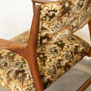 Butaca Danesa Estilo Mid-Century con Tapizado Floral en Pana Labrada - imagen 3