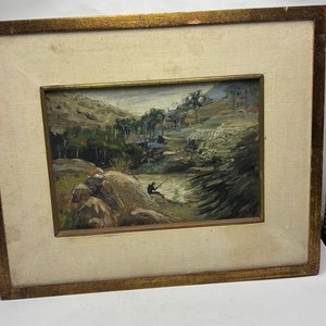 Cuadro al Óleo "Paisaje con Pescador" de Aldo Curto - 21x16 cm - imagen 5