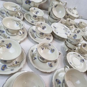 Juego de Té y Café Hutschenreuther LHS Bavaria Weimar Porcelana Alemana Flores Azules - imagen 5