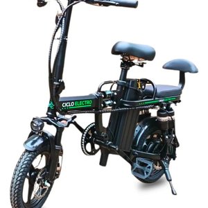 Bicicleta Eléctrica Plegable Ciclo Electro Negra Batería de Litio - imagen 2