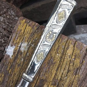Cuchillo Franz Wenk Solingen Cabo Alpaca con Apliques Bronce - imagen 3