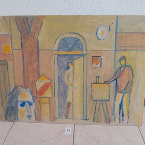 Lote anterior: Óleo sobre cartón "El Artista" de Luis Pérez Iglesias (70x50 cm)