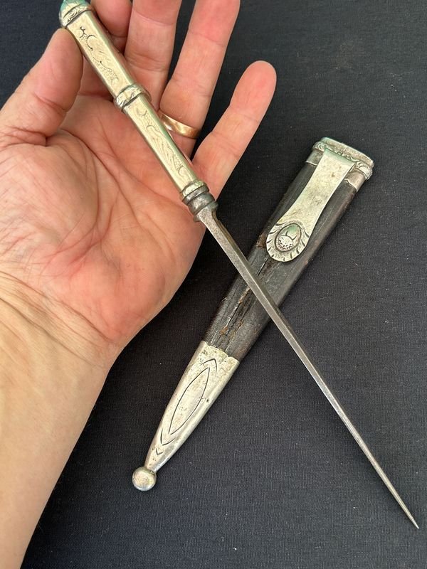 Cuchillo Franz Wenk de los primeros plateria picada de plata muy vieja - imagen 4