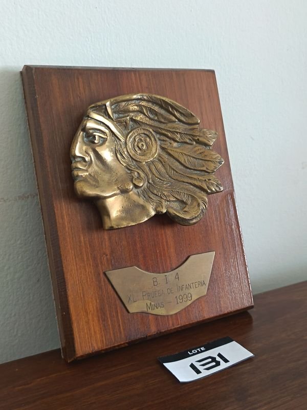 Placa Conmemorativa Militar Bronce y Madera - Prueba Infantería Minas 1999