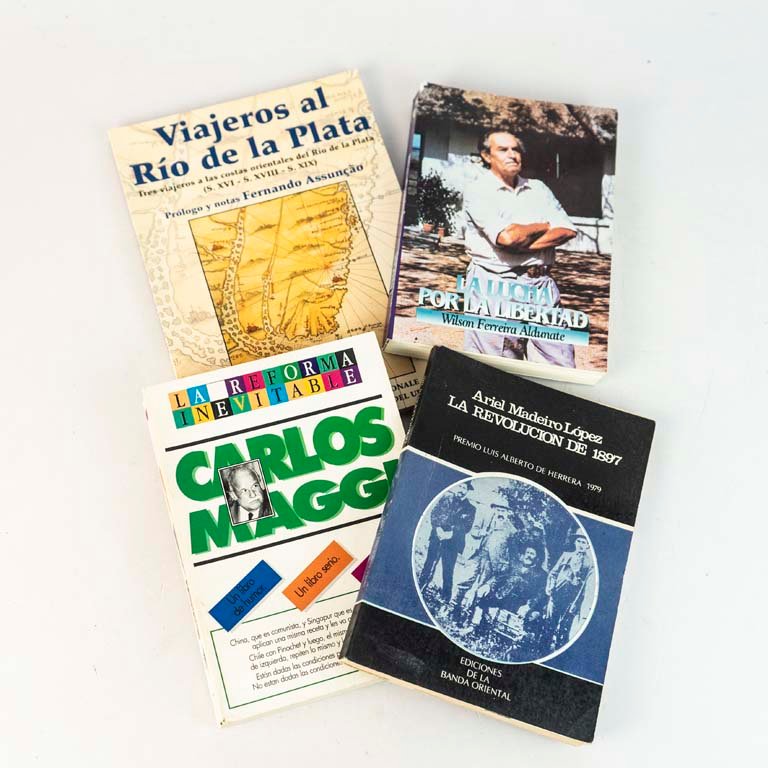 Lote de 4 Libros Históricos y de Viajes: La Lucha por la Libertad, La Reforma Inevitable, La Revolución de 1897, Viajeros del Río de La Plata