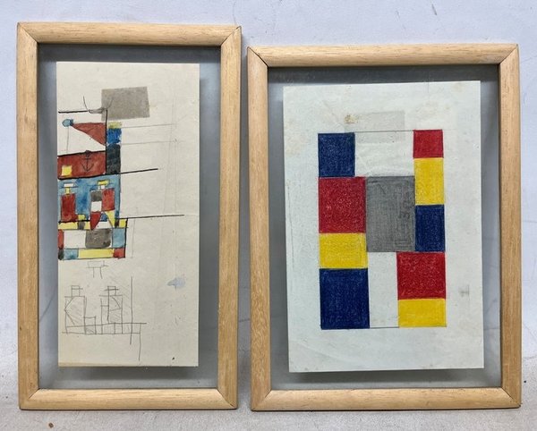 Dos lapices grasos y acuarela de arte infantil
