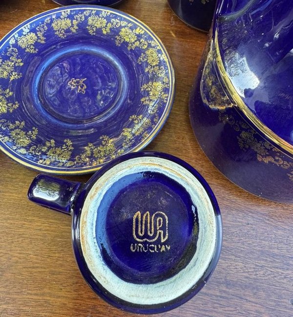 1 juego en ceramica nacional 15 piezas (tetera, lechera, lecherita, azucarera, 6 tazas y 6 platillos) - imagen 1