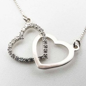 Gargantilla de Plata con Corazones Entrelazados y Circones - imagen 2